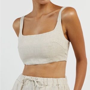 DISSH Penny Natural Linen Crop Top NWT